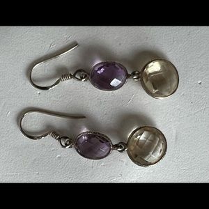 Citrine and amethyst sterling earrings.